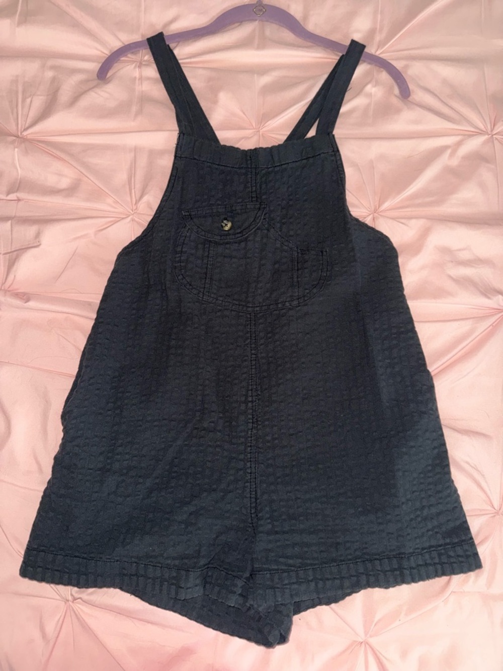 Urban Outfitters Navy Quilted Short Overalls